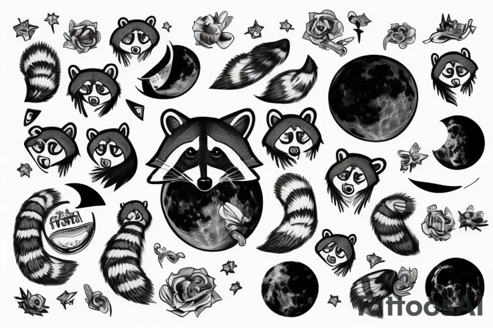 racoon on the moon tattoo idea