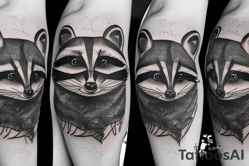 Raccoon in wood bushcraft tattoo idea