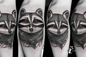 Raccoon in wood bushcraft tattoo idea