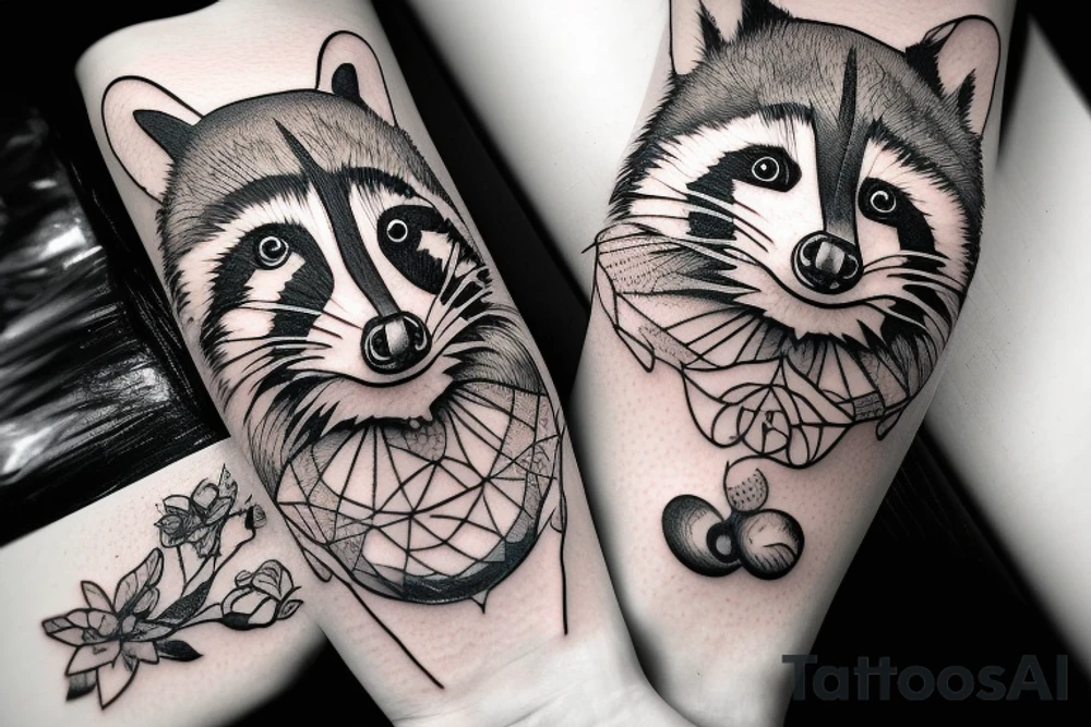 Raccoon in wood bushcraft tattoo idea