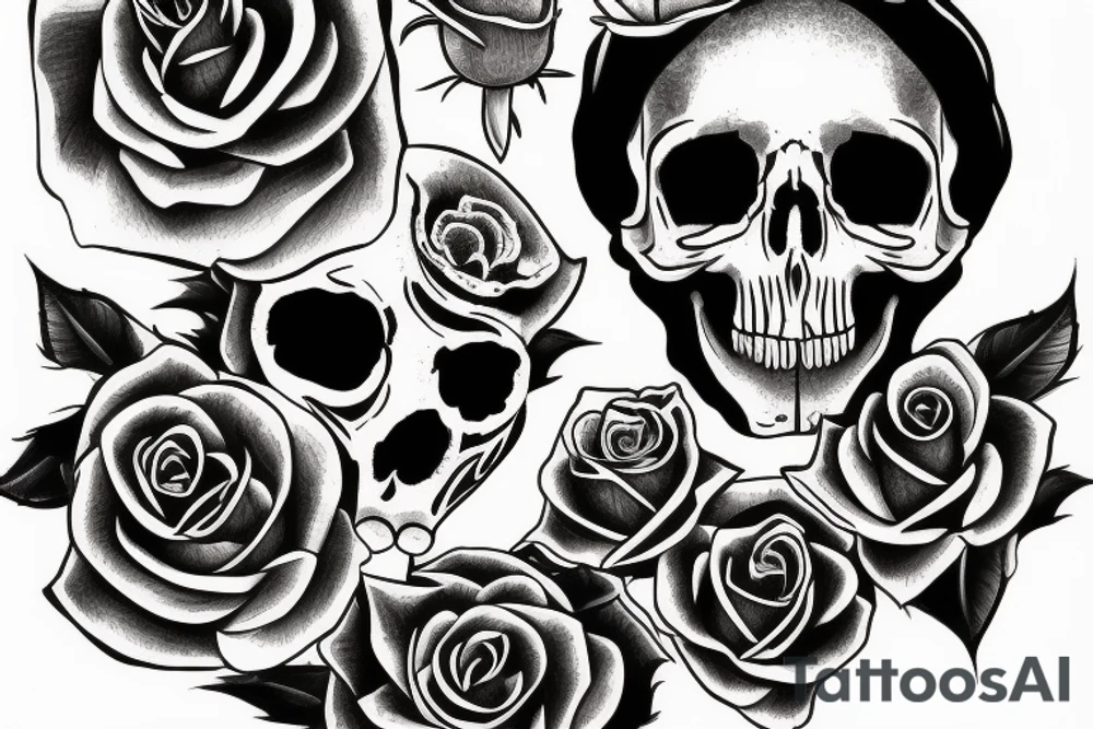 Rose skull tattoo idea