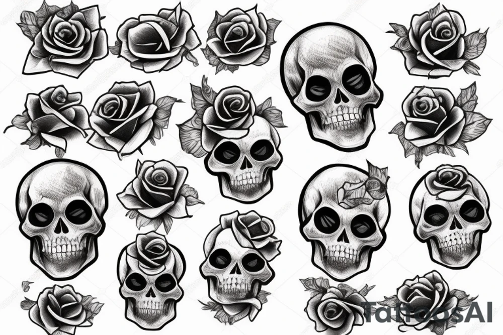 Rose skull tattoo idea