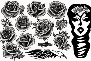 Gun angel rose tattoo idea