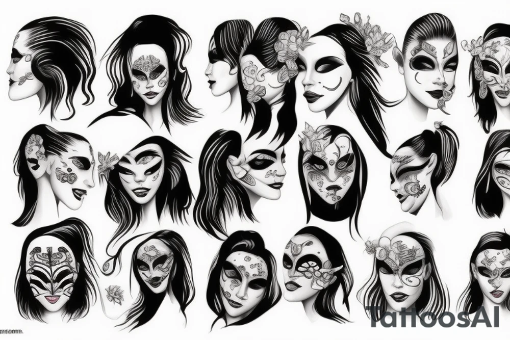 Han ya mask woman tattoo idea