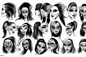 Han ya mask woman tattoo idea