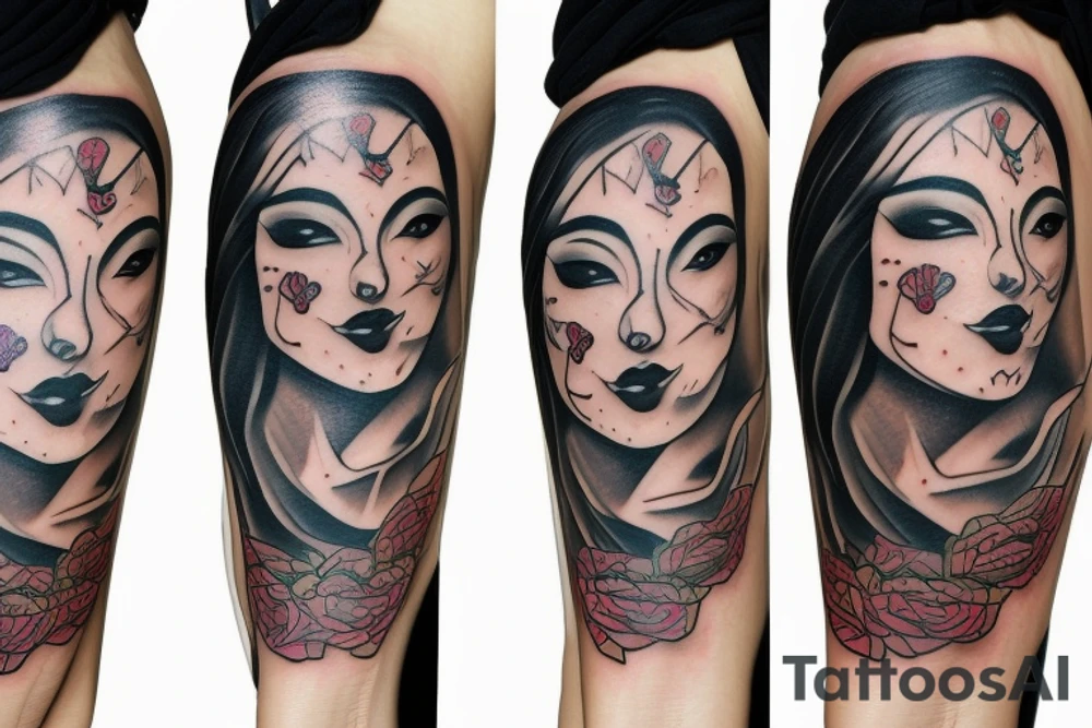 Hanya mask woman tattoo idea