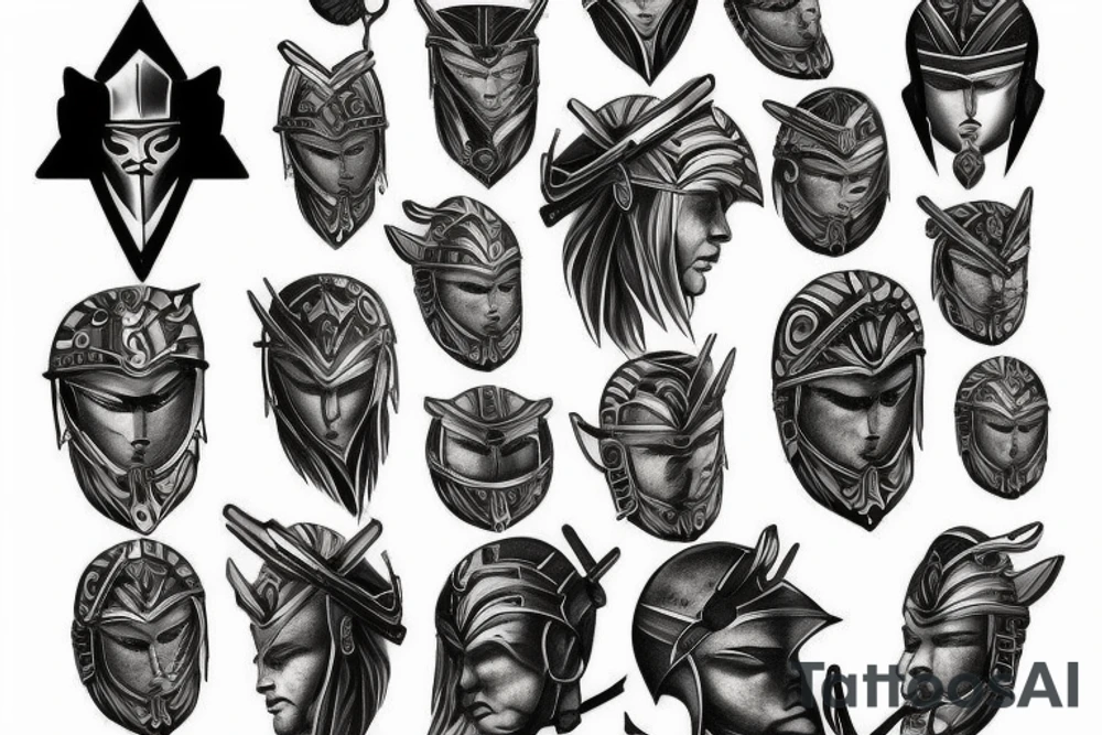 Greek spartan shadowed by wolf tattoo idea