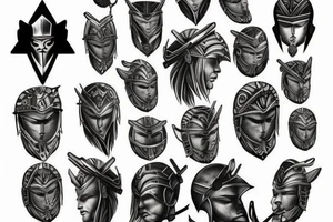 Greek spartan shadowed by wolf tattoo idea