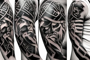 Greek spartan shadowed by wolf tattoo idea