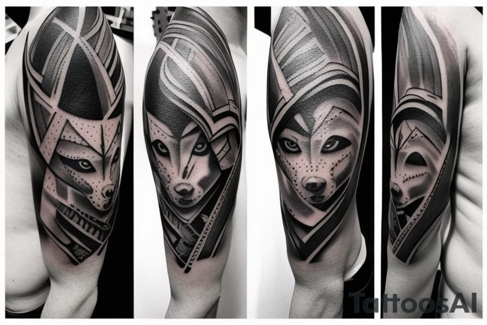 spartan and wolf tattoo idea
