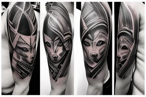 spartan and wolf tattoo idea