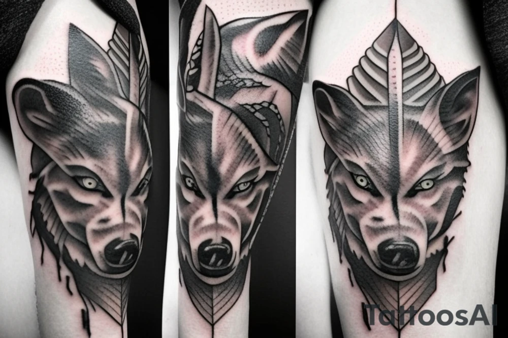 spartan and wolf tattoo idea