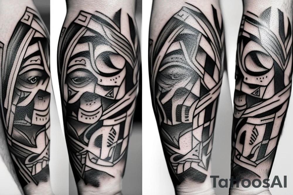 spartan and wolf tattoo idea