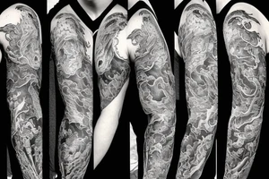 western dragon spitting fire sleeve tattoo idea