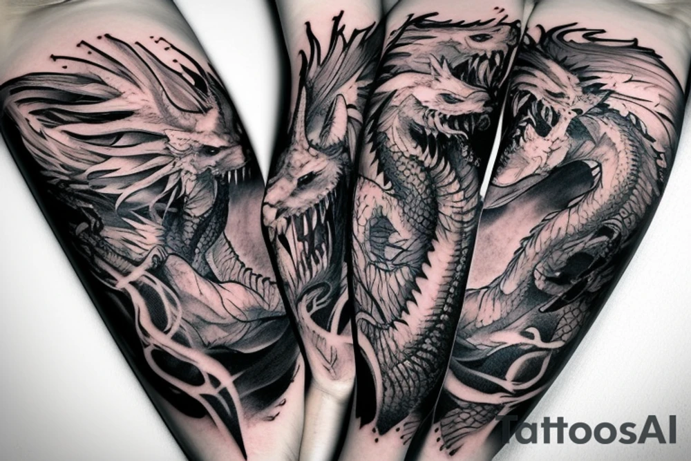 western ghostly dragon guarding a treasure sleeve tattoo idea western ghostly dragon guarding a treasure sleeve tattoo idea