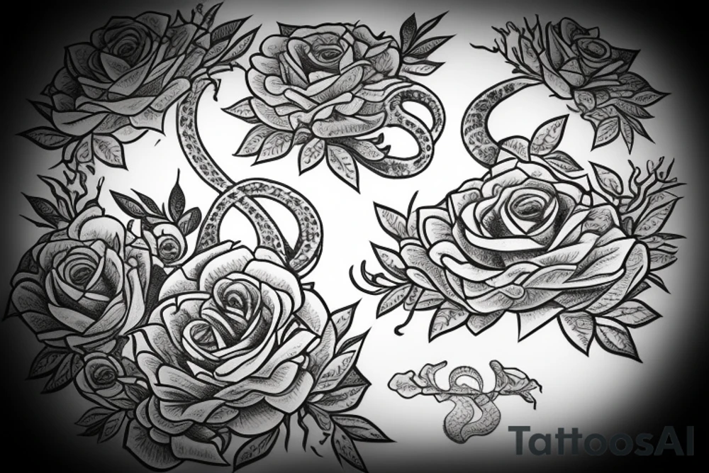Snake with flowers tattoo idea