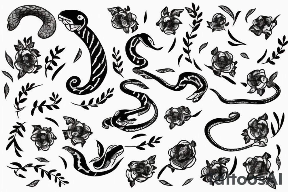 Snake with flowers tattoo idea