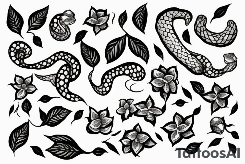 Snake with flowers tattoo idea