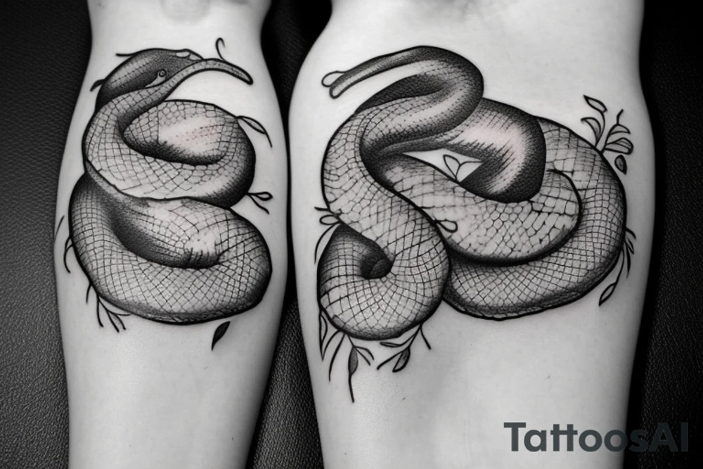Snake with flowers tattoo idea