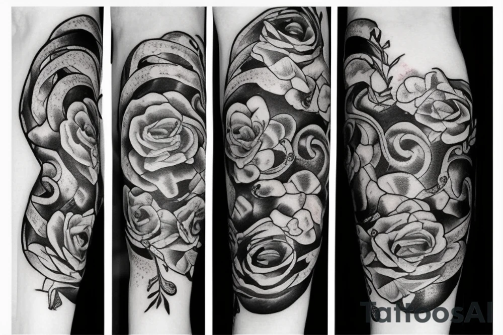 Snake in flowers tattoo idea