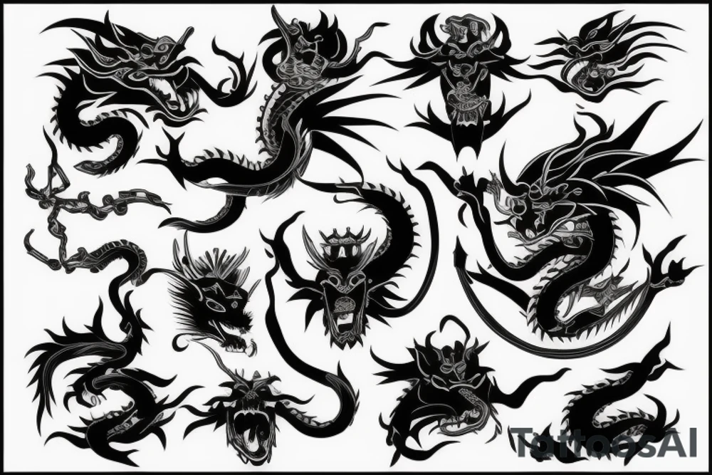dark samurai with dragon and hanya mask tattoo idea