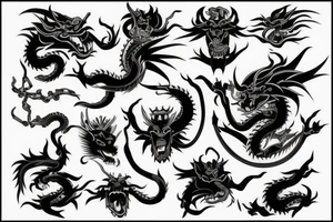 dark samurai with dragon and hanya mask tattoo idea