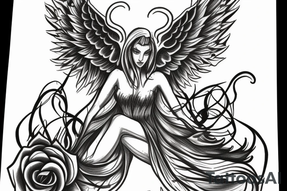 Half angel and half demon tattoo idea