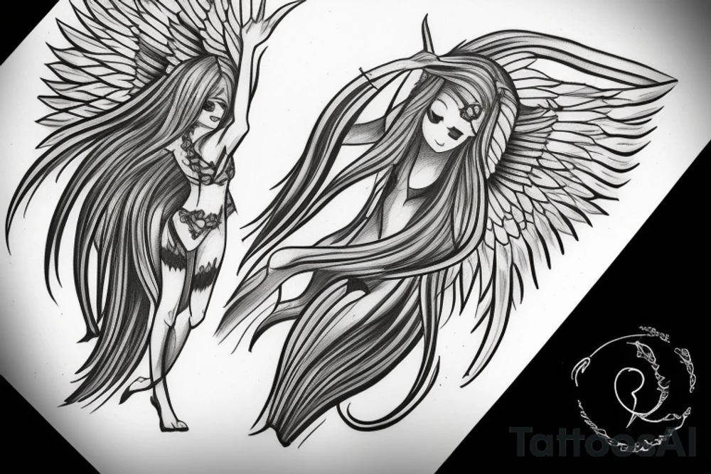 Half angel and half demon tattoo idea