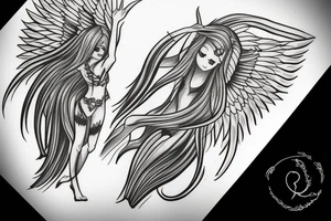 Half angel and half demon tattoo idea