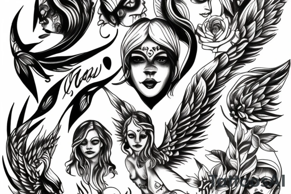 Angel and devil tattoo idea