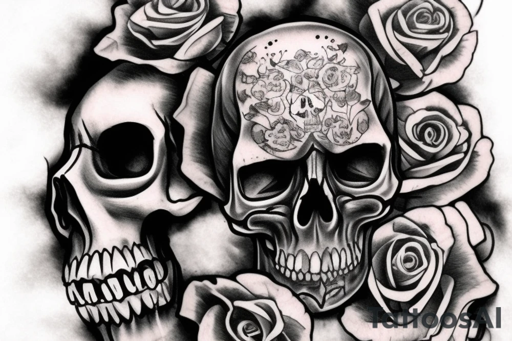 Chicano skull with smoke tattoo idea