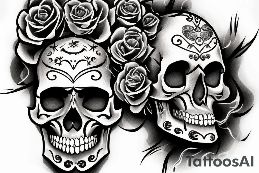 Chicano skull with smoke tattoo idea