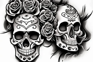 Chicano skull with smoke tattoo idea