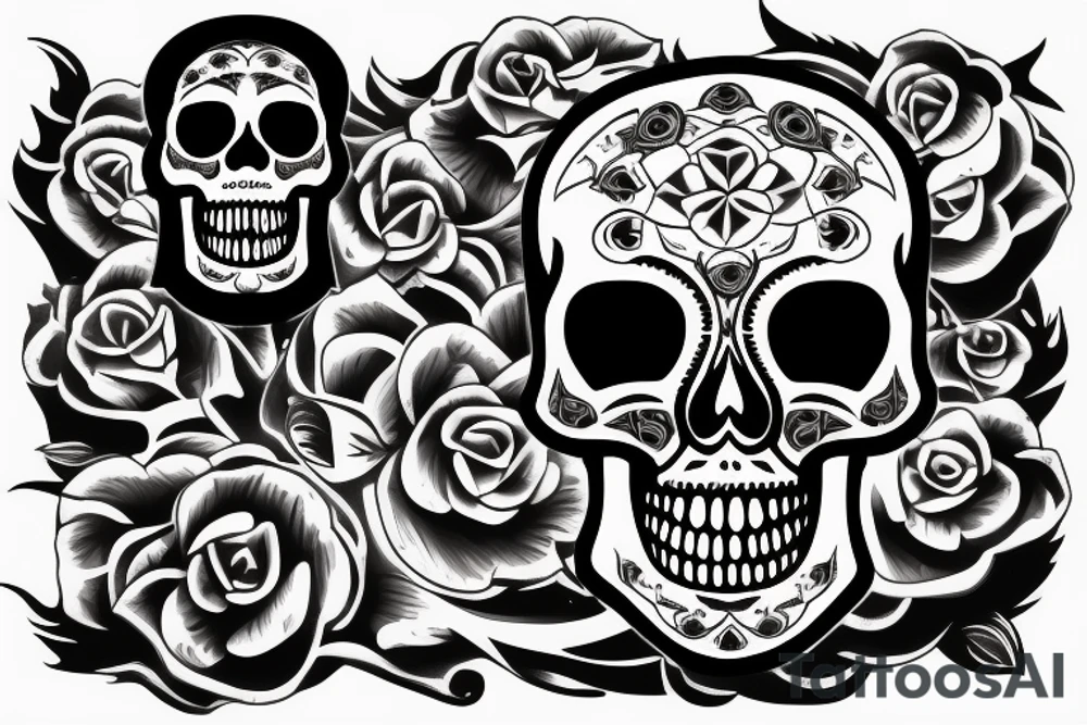 Chicano skull with smoke and ak47 tattoo idea