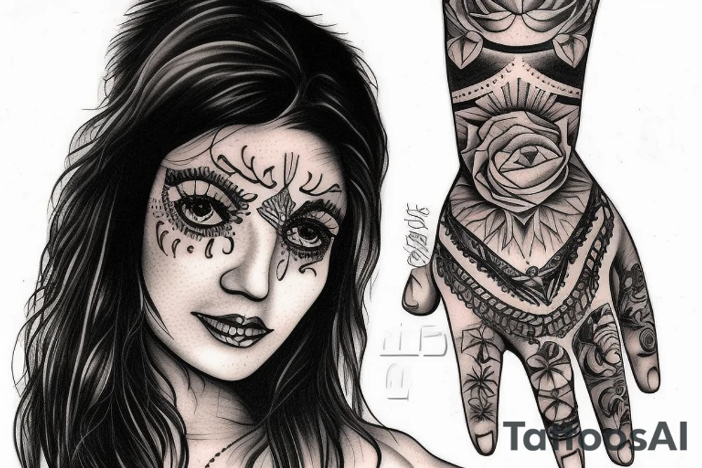 Chicano girl with hand tattoo idea