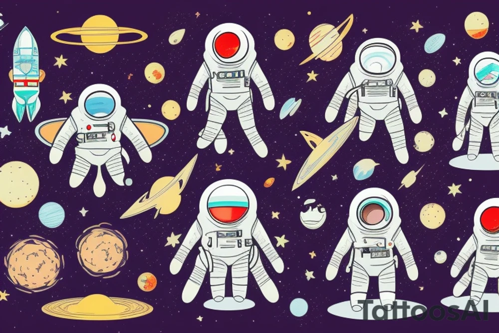 Galactic full of stars and cosmic dust with a cosmonaut in the middle tattoo idea