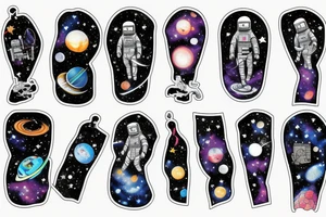 Galactic full of stars and cosmic dust with a cosmonaut in the middle tattoo idea