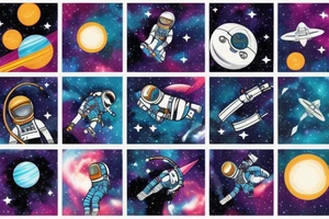 Galactic full of stars and cosmic dust with a cosmonaut in the middle tattoo idea