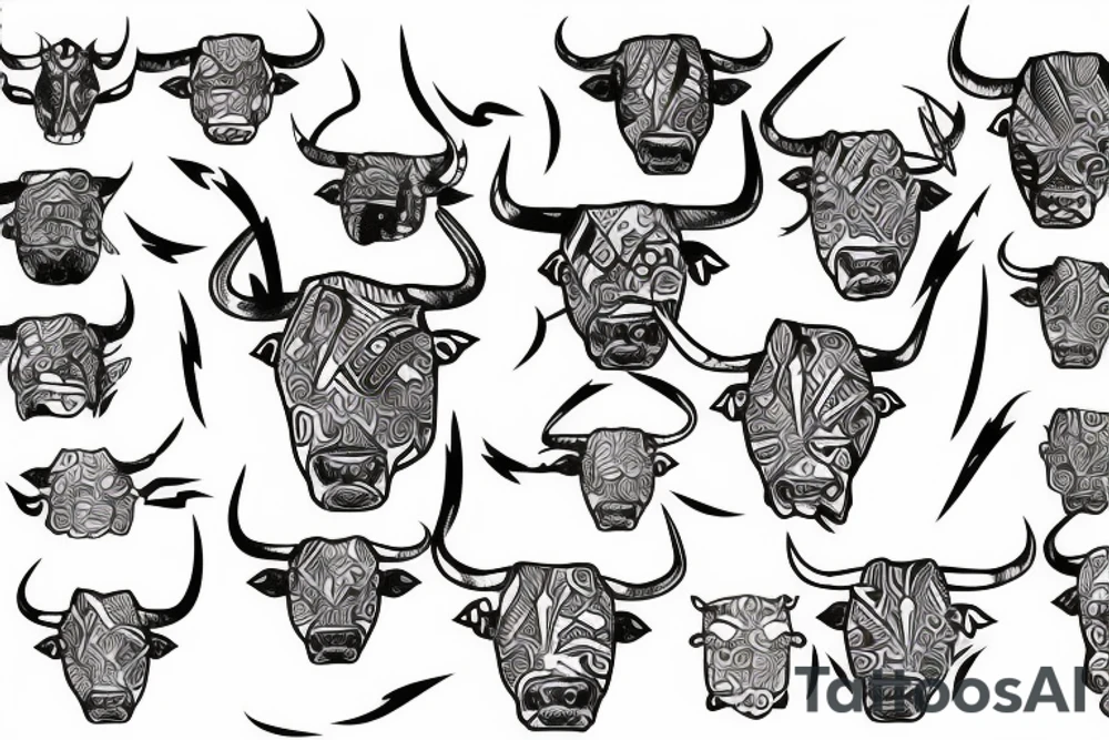 Bull face oneline tattoo idea