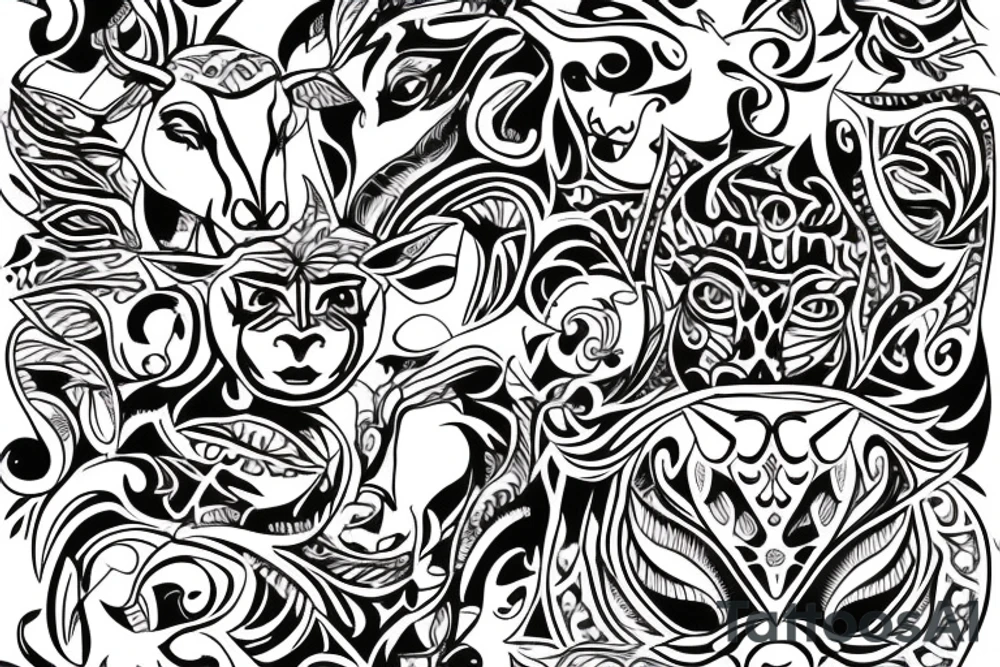 Bull face oneline tattoo idea