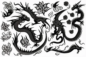 Dragon with flowers tattoo idea