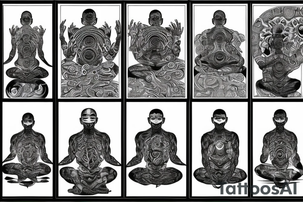 Dna atoms meditating monk tattoo idea