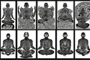 Dna atoms meditating monk tattoo idea
