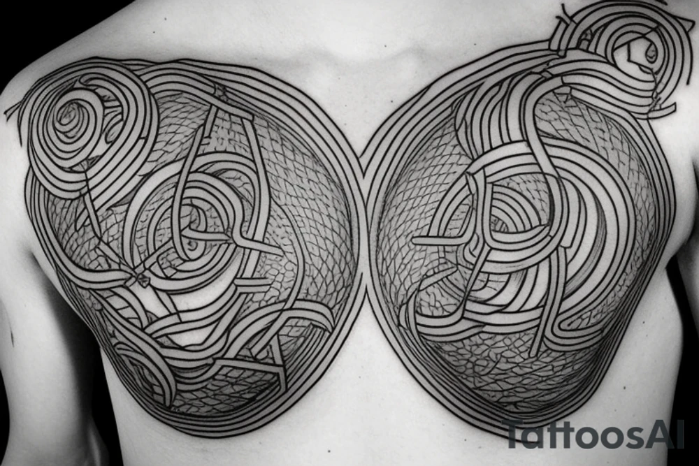 Dna atoms meditating monk tattoo idea