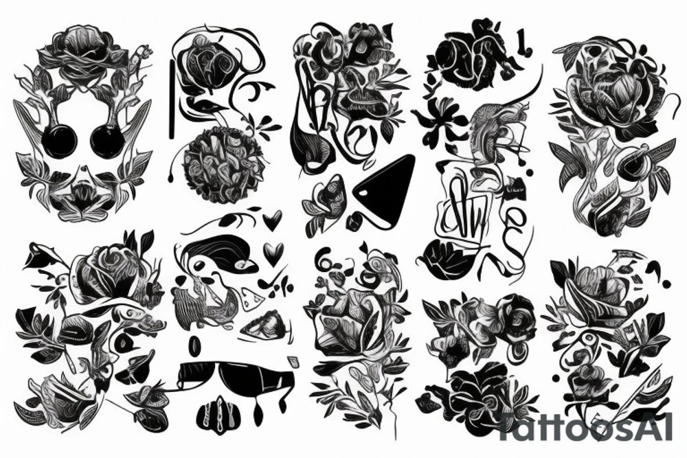 Okno z odchyloną firanką i kwiaty oraz jagody tattoo idea