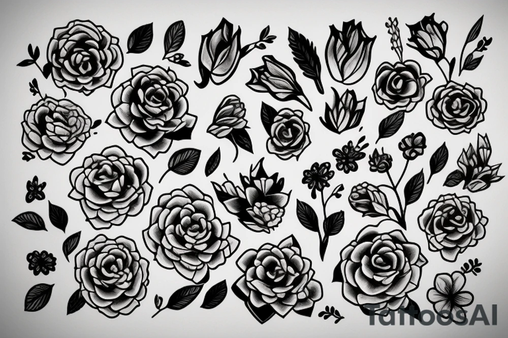 Window, flowers and blueberry tattoo idea