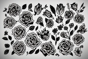 Window, flowers and blueberry tattoo idea