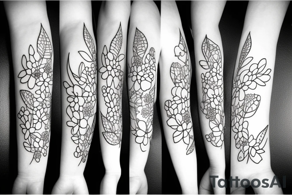 Window, flowers and blueberry tattoo idea