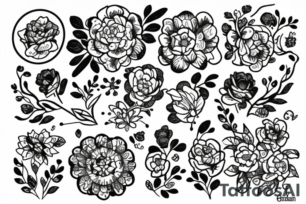 Window, flowers and blueberry tattoo idea