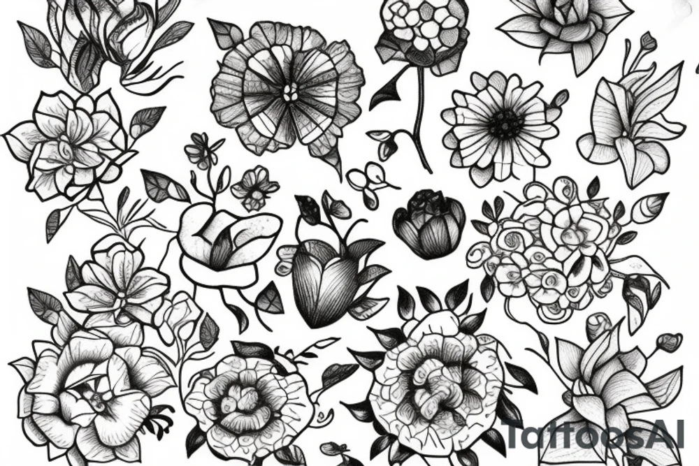 Window, flowers and blueberry tattoo idea